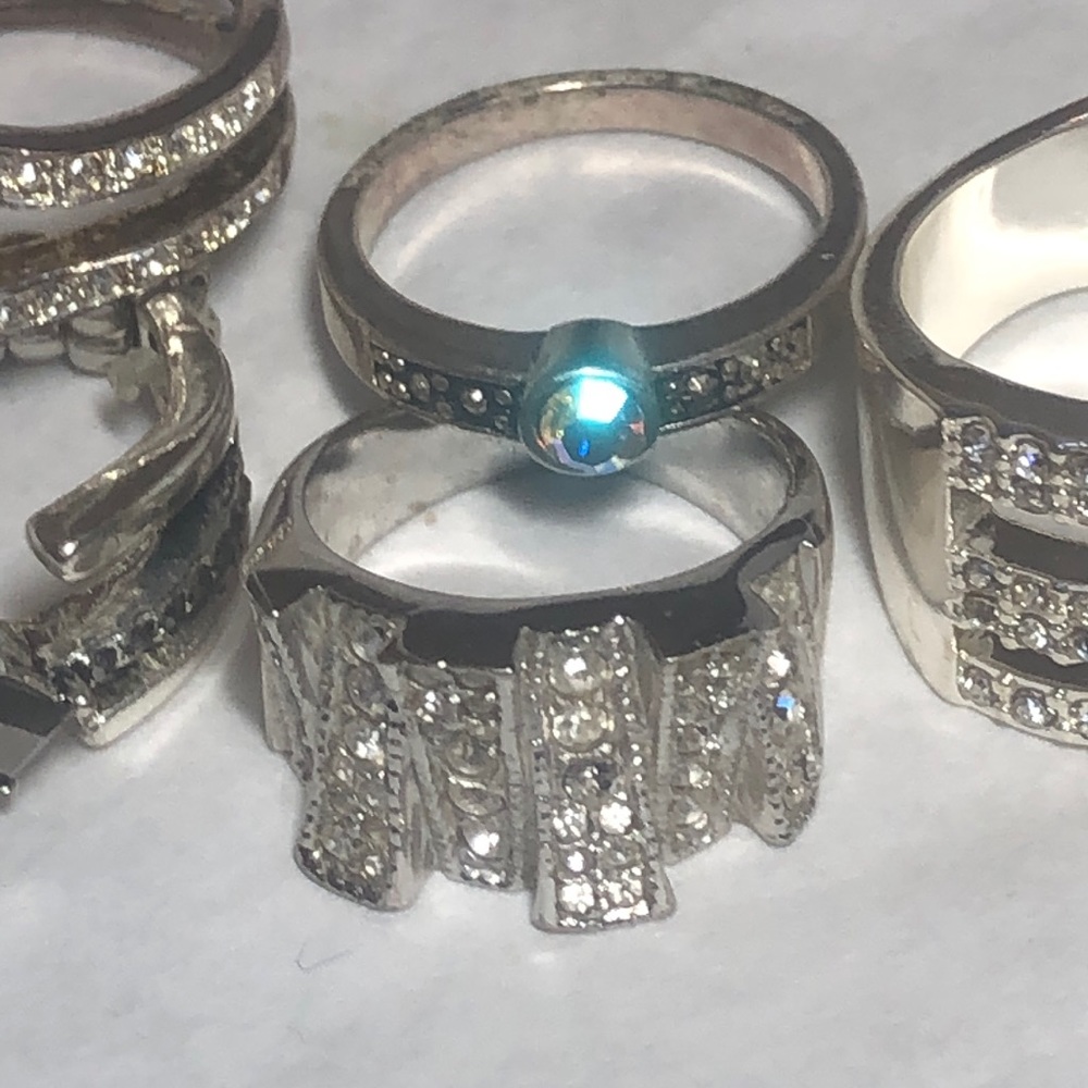 Clear Silver And Metallic Ring Bundle - image 3